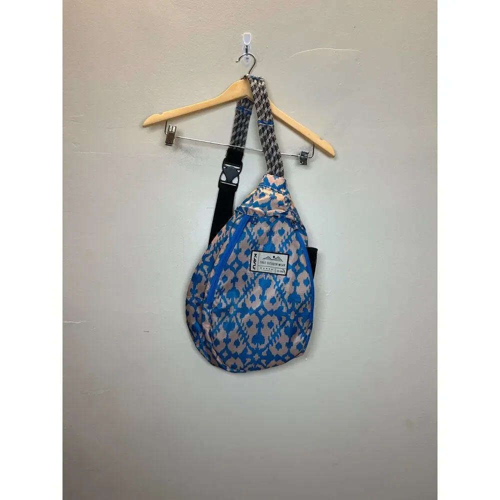 Kavu Men's Blue Multicolor Rope Sling back Swim Canvas Shoulder Bag EUC